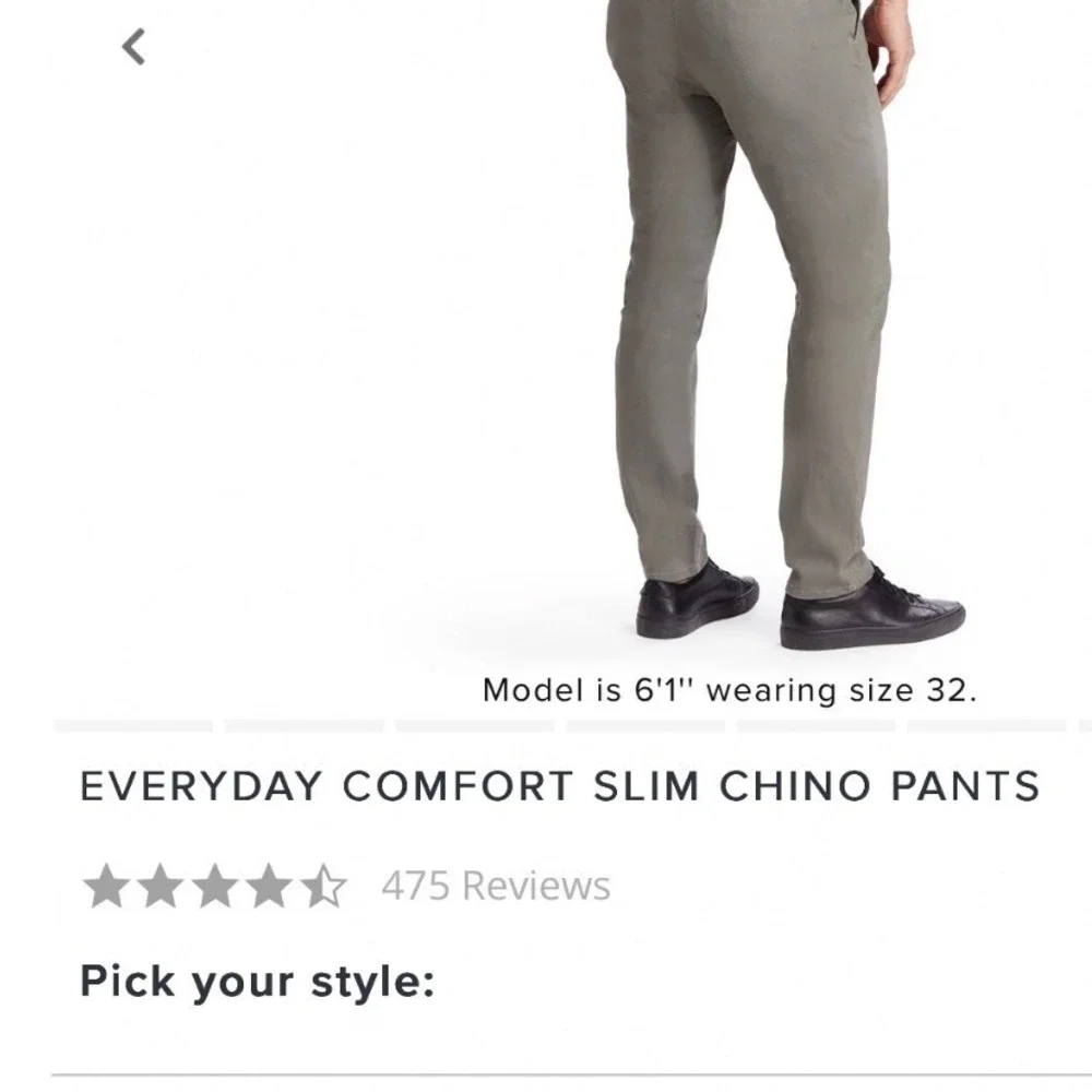 Mott & Bow Mens Everyday Comfort Slim Chino Pants‎ Grey 35x30 Zip Fly